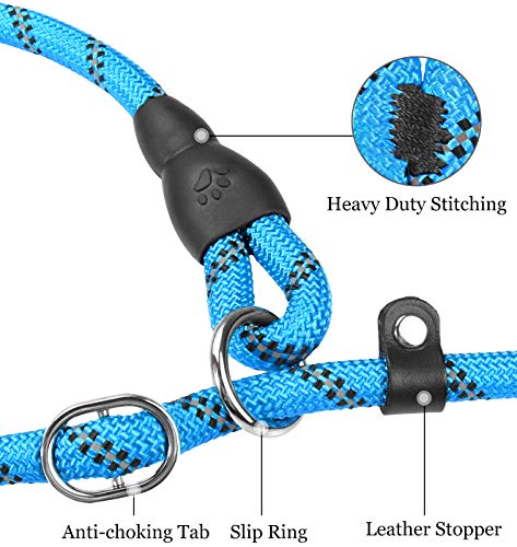 TagME Reflectante Correa Perro Adiestramiento,Correa Retriever,Correa de Entrenamiento,Correa Ajustable Perro Pequeño,Ø8mm x 185cm,Azul
