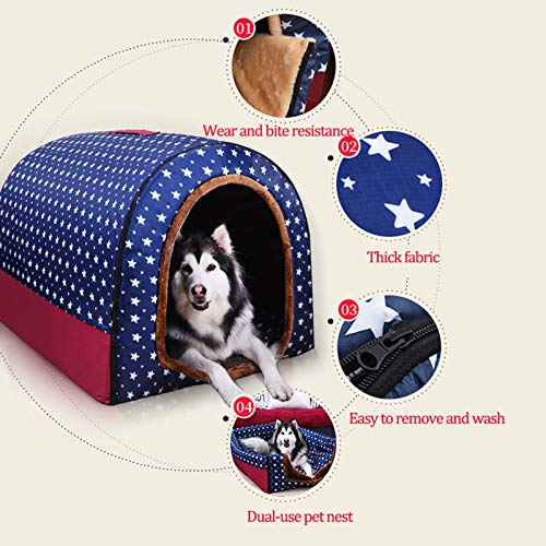 Tienda para Mascotas Nido para Grandes Perro Cueva Cama Casa Interior Perrera para Perros Deluxe Camas para Perro Plegable Casetas Lavable,D,XXXL105x80x72cm