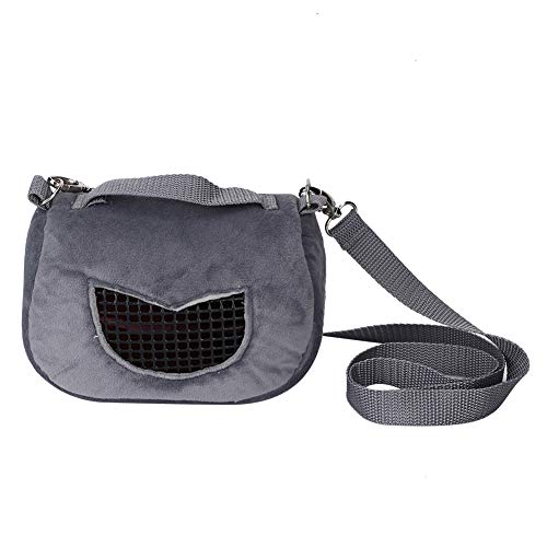 Ueohitsct Bolsa de transporte de hámster portátil transpirable de franela gris para mascotas pequeñas