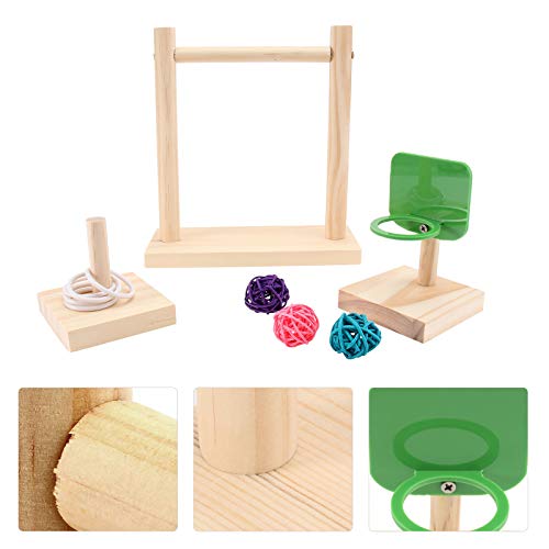 UKCOCO Juguete del pájaro 1 Juego de 3 uds, Juguetes Divertidos para Loros, Canasta de Tiro para Loros, Soporte, Anillo, Juguetes