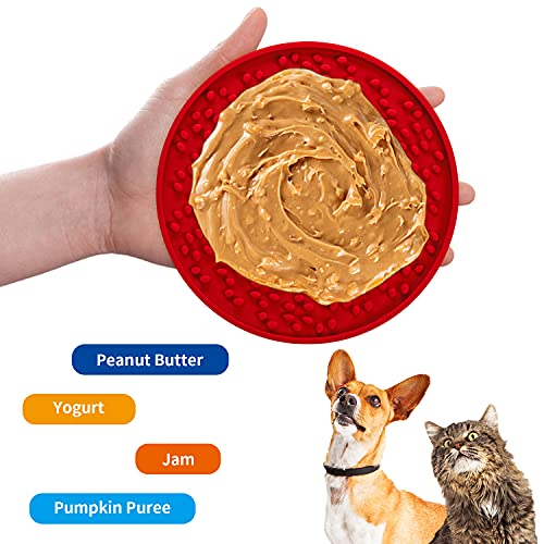 Uktunu Almohadilla para Lamer Alfombrilla para Lamer Lick Mat para Perros 2 Piezas de Silicona Almohadilla Lamer de Perros Alimentador Lento para Alimentación Lenta y Distracción de Perros Azul+Rojo