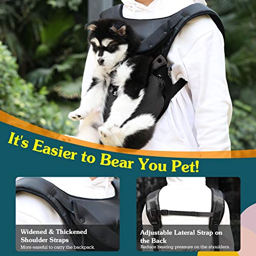 VavoPaw Mochila para Transportar Perros Gatos, Bolsa Ajustable Portátil con Hebilla Segura Malla Transpirable para Paseo Viaje Senderismo para Mascotas Pequeños Medianos, Talla M, Negro