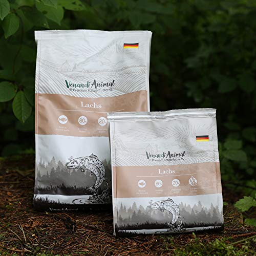 Venandi Animal - Pienso seco para gatos - 1*Pollo, 1*Ternera, 1*Salmón, 1*Cordero - Completamente libre de cereales - 4 x 1.5 kg