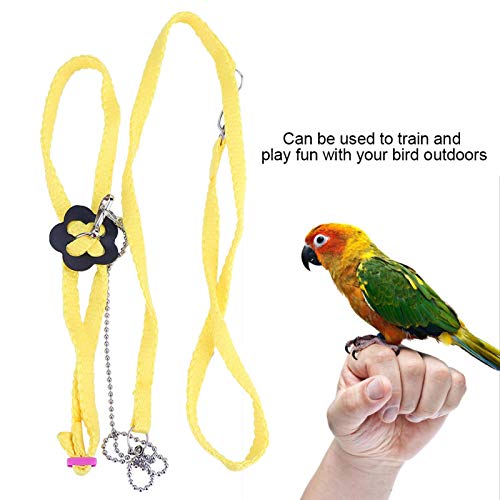 【Venta del día de la Madre】 AMONIDA Arnés de pájaro Ajustable, arnés de pájaro de Entrenamiento Arnés de pájaro Ajustable para Mascota para Loro para Jugar para Entrenamiento al Aire Libre(Yellow)