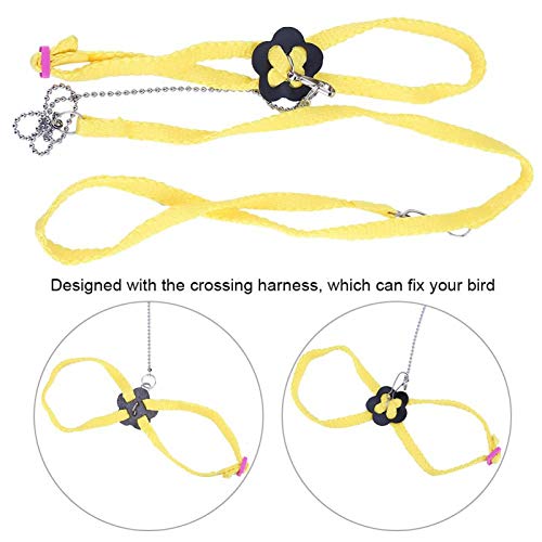 【Venta del día de la Madre】 AMONIDA Arnés de pájaro Ajustable, arnés de pájaro de Entrenamiento Arnés de pájaro Ajustable para Mascota para Loro para Jugar para Entrenamiento al Aire Libre(Yellow)