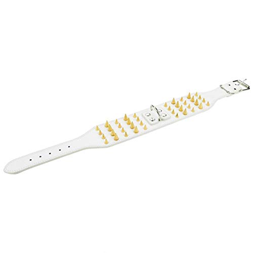 【Venta del día de la Madre】 AMONIDA Collar para Perro, Collar para Mascotas, Cuero con Pinchos de 4 Filas para Perro(White, 66 * 7.5CM)