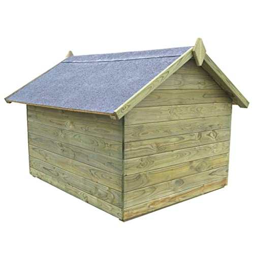 vidaXL Casas para Perros Madera Pino Impregnada Verde Jardín Patio Mascota