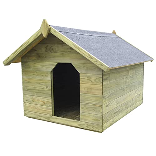 vidaXL Casas para Perros Madera Pino Impregnada Verde Jardín Patio Mascota