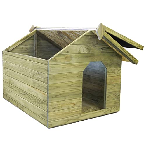 vidaXL Casas para Perros Madera Pino Impregnada Verde Jardín Patio Mascota