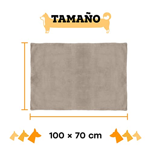 vitazoo Manta térmica para Perro, Gris, Acolchada y Aislante, Lado Inferior Antideslizante, 70 cm x 100 cm - Cama para Perro, Manta para Gato, Asiento para Mascotas