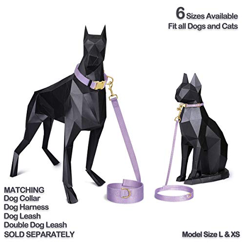 waaag Collar para mascota, 30 colores clásicos de color sólido collar para perro, collar de gato, correa de nailon, hebilla dorada collar para perro (lavanda, L)