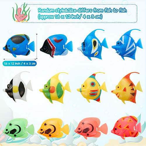 Weewooday 20 Piezas Peces Artificiales Movimiento Peces Flotantes de Plástico Adorno de Pez Realista Decoraciones de Acuarios para Pecera (Pescado al Azar)