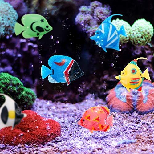 Weewooday 20 Piezas Peces Artificiales Movimiento Peces Flotantes de Plástico Adorno de Pez Realista Decoraciones de Acuarios para Pecera (Pescado al Azar)