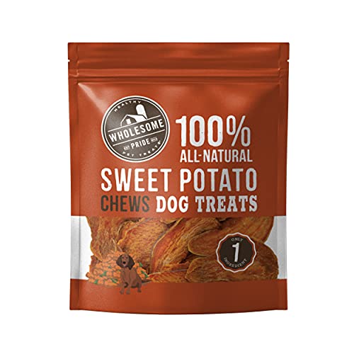 Wholesome Pride Sweet Potato Chews - Recompensas de boniato para perros - Naturales y saludables - Veganas, sin gluten y sin cereales - Producto de EE.UU. - 227 g