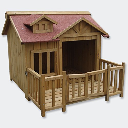 WilTec Caseta Perros XL Luxus Perrera Madera balcón terraza jardín Exterior Mascotas Extra Grande