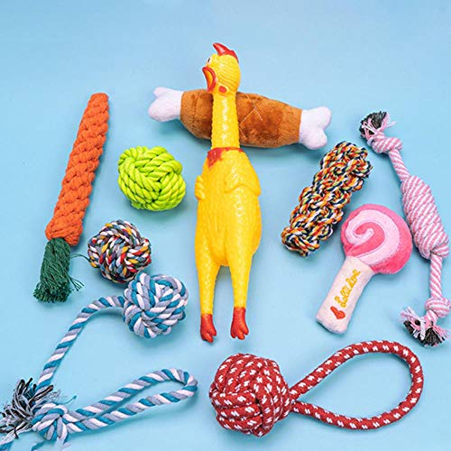 WonderfulDay 10 unids/Set Juguetes para Perros Juguete Animal Divertido graznido Rugido Rugido Pollo Perro Gato Juguetes Atractivo Perro Gato Cachorro Molar Masticar Juguetes, D
