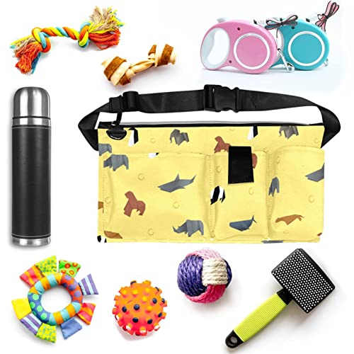 Wowakou Bolsa de entrenamiento para perros, bolsa de entrenamiento de animales de origami para mascotas, juguetes de kibble, riñonera para cachorros, caminar, correr, correr
