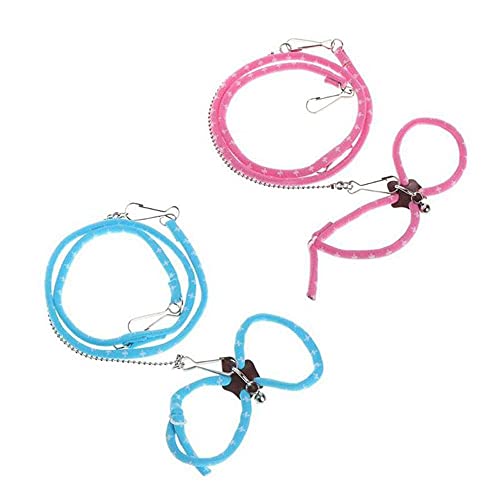 XINDUI Arnés para hámster para Mascotas Cuerda de tracción Colorida Correas para el Pecho Anti-mordida Chaleco Correa(Pink)