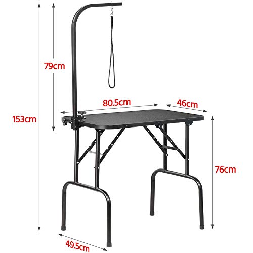 Yaheetech Mesa Peluquería para Perros Mesa Plegable de Aseo para Canina Mascota Gatos/Altura Regulable