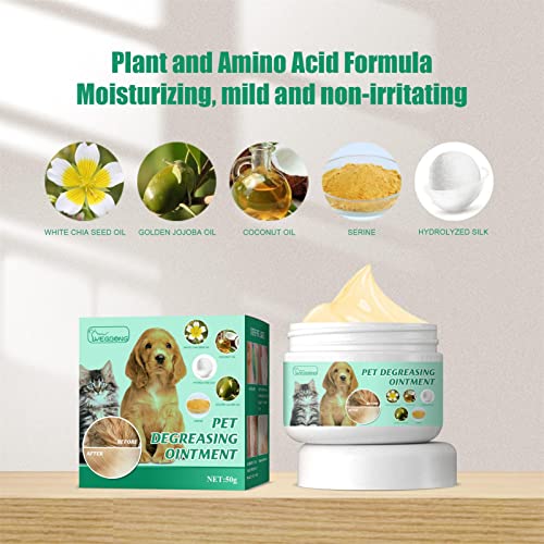 Yajimsa Crema para Perros y Gatos para desengrasar y blanquear, ungüento para Mascotas para Cachorros y Gatitos, champú para Limpiar la Cola y la Barbilla para calmar y aclarar, 50 g