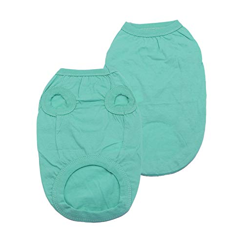 YAODHAOD Ropa de Perro de algodón de Color sólido Camisetas para Perros, Camisetas de algodón Suaves y Transpirables, Ropa para Perros pequeños, medianos, Gatos(XXL, Azul Claro + Verde Oscuro)