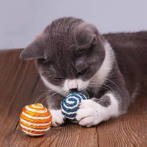 Yemiany Pelotas para Gatos, Juguetes de Bolas de sisal Coloridas Bolas de sisal, Resistente al Desgaste, a Las mordeduras, no tóxico y no irritante, Apto para Todos los Perros y Gatos. 10 UDS (16g)