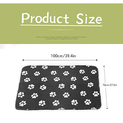 Yesloo Juego de 2 Mantas, 100*70cm Mantas de Huellas de Animales, Manta para Cachorro, Perro, Manta para Animales pequeños, Negro, Gris