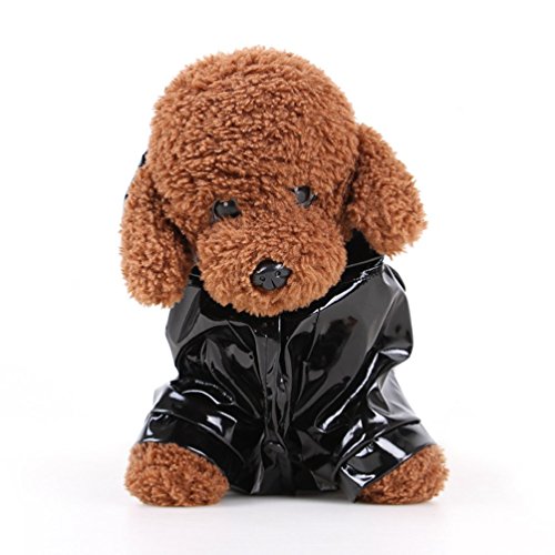 Yiiquanan Chubasqueros Impermeables para Mascotas Perros, Perro Mediano Poncho con Capucha Tira Reflectante (Negro, Asia M)