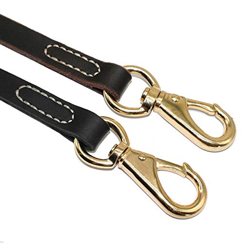 Yisatann Correa Perro Coche Cinturon 2 Colores De Cuero Real Perro De Trabajo Correas De Entrenamiento para Mascotas Gancho Dorado Negro Marrón Colores Negro 2.0Cm