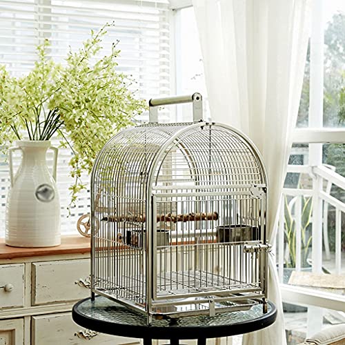 YIXIN2013SHOP Jaulas para pájaros, jaula para pájaros, de acero inoxidable, jaula para pájaros, piel de tigre, soporte para jaula de fénix negro con portátil para pájaros pequeños (Color: A)