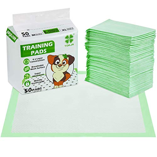 YORJA Empapadores Perros 50 unidades-60 x 60 cm Súper Absorbente Toallitas de Entrenamiento para Mascotas con Superficie de Malla Transpirable