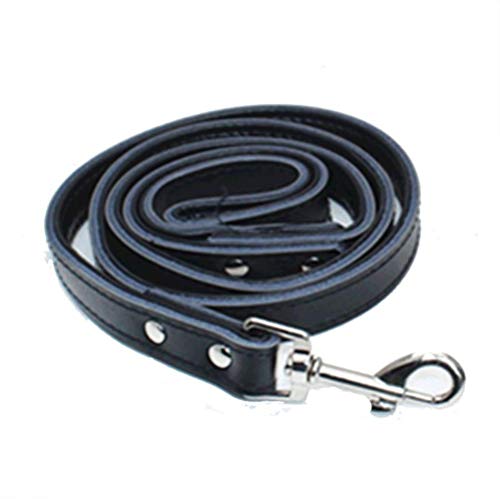 YUEMING Correa de Perro，Correa de Cuero para Mascotas， Cinturón de Cuero Grueso para Perro Cadena de Cuero Suave para Perro（ Negra）