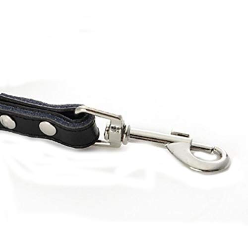 YUEMING Correa de Perro，Correa de Cuero para Mascotas， Cinturón de Cuero Grueso para Perro Cadena de Cuero Suave para Perro（ Negra）