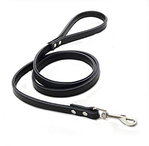 YUEMING Correa de Perro，Correa de Cuero para Mascotas， Cinturón de Cuero Grueso para Perro Cadena de Cuero Suave para Perro（ Negra）