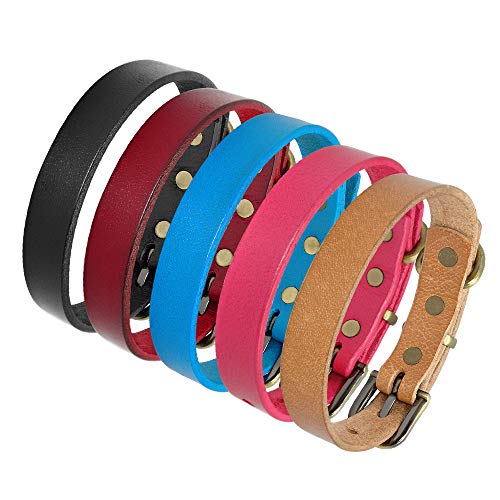 YXDZ Collar De Perro De Cuero Liso para Perros Pequeños Medianos Collar De Perro Ajustable para Cachorro De Mascota para Chihuahua Yorkie Pug Poodle Bulldog Francés