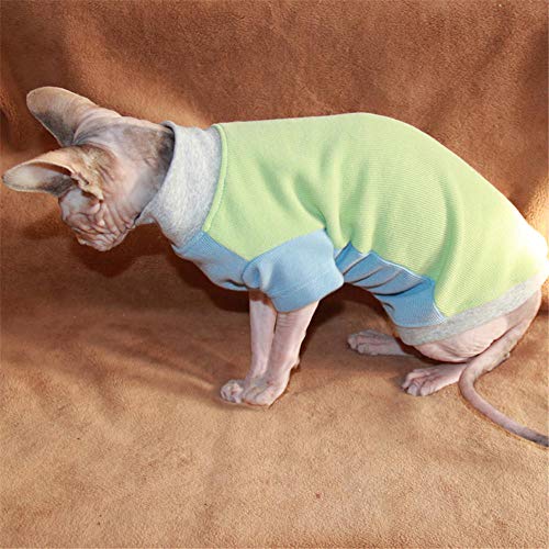 ZHIHAN Esfinge Personalidad Color a Juego Ropa sin Pelo Gato Camisa de algodón, Color 2, L