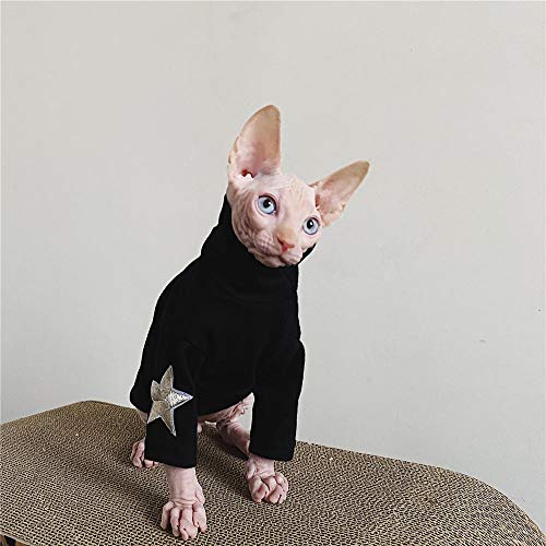 ZHIHAN Ropa para Gatos Sphinx Camisa de Fondo elástico Ropa de Primavera y Verano para Gatos sin Pelo, Negro, XL