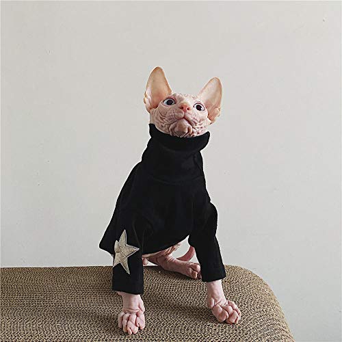 ZHIHAN Ropa para Gatos Sphinx Camisa de Fondo elástico Ropa de Primavera y Verano para Gatos sin Pelo, Negro, XL