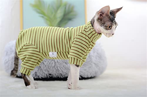 ZHIHAN Sphinx Cat Clothes Hairless Cat Devon Stretch Camisa de Fondo de Terciopelo alemán 3 Colores cálidos 4 Patas, Verde, M