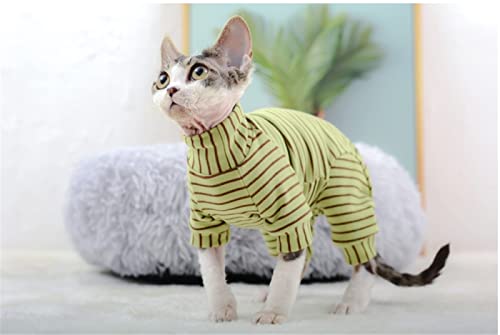 ZHIHAN Sphinx Cat Clothes Hairless Cat Devon Stretch Camisa de Fondo de Terciopelo alemán 3 Colores cálidos 4 Patas, Verde, M