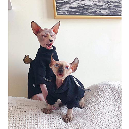 ZHIHAN Suéter Acolchado de algodón Sphinx Gato sin Pelo Ropa de otoño e Invierno Negro, alas Doradas, M
