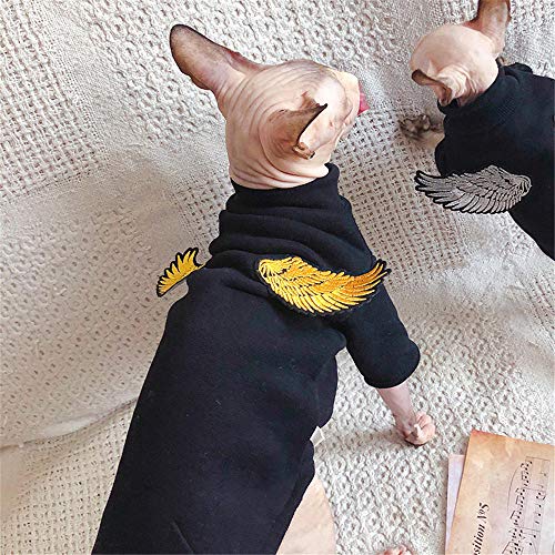 ZHIHAN Suéter Acolchado de algodón Sphinx Gato sin Pelo Ropa de otoño e Invierno Negro, alas Doradas, M