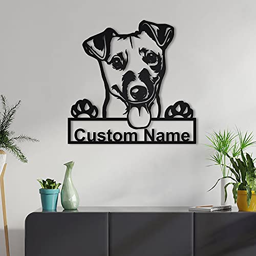 zouwii Personalizado Jack Rusell Terries Metal Sign Art | Letrero de Metal Personalizado Jack Russell | Regalos Divertidos del Perro de Jack Rusell | Regalo de Perro | Animal Personalizado