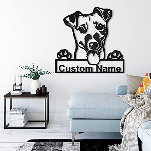 zouwii Personalizado Jack Rusell Terries Metal Sign Art | Letrero de Metal Personalizado Jack Russell | Regalos Divertidos del Perro de Jack Rusell | Regalo de Perro | Animal Personalizado