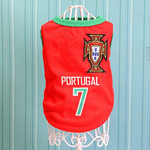 ZPFDM Ropa para Mascotas, Equipo Nacional de Verano Jersey de fútbol Uniforme de fútbol Perro Cachorro de Perro Abrigo Chaleco Camiseta, para Perros pequeños medianos Grandes Mascotas
