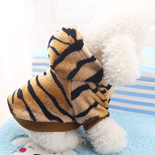 1 sudadera con capucha para mascotas, ropa cálida de invierno para mascotas, disfraz de franela con patrón de tigre, ropa divertida para Halloween, Navidad, Año Nuevo