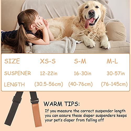 2 Tirantes de Pañales para Perros Bandas de Vientre Arnés Canino Soporte de Vestido y Pañal para Ropa de Mascotas Pañales Pantalones Falda Bandas de Vientre de Perro (12-22 Pulgadas)