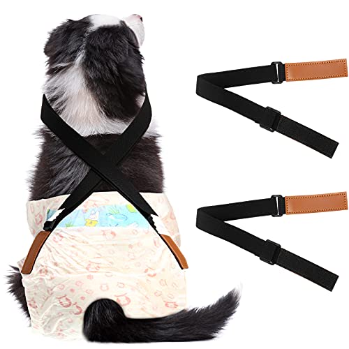 2 Tirantes de Pañales para Perros Bandas de Vientre Arnés Canino Soporte de Vestido y Pañal para Ropa de Mascotas Pañales Pantalones Falda Bandas de Vientre de Perro (12-22 Pulgadas)