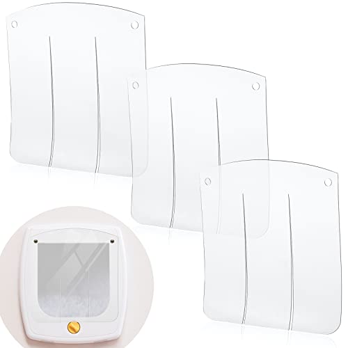3 Solapas de Puerta de Casa de Perro Puerta Transparente de PVC de Mascotas Solapa de Repuesto para Caseta de Perro con Techo en Pico para Fácil de Instalar, 7,87 x 8,66 Pulgadas