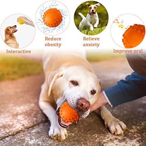 4 Piezas Bola Chirriante de Perro Juguetes Interactivos de Goma Duraderos y Divertidos Juguetes de Masticar de Perro no Tóxicos Pelota de Tenis de Perros al Aire Libre para Perro Grande y Pequeño